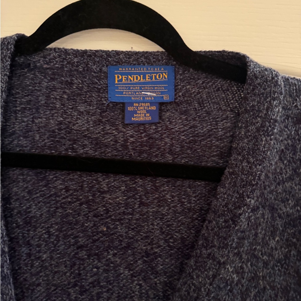 PENDLETON 100% Shetland Wool Oversized Cardigan • Blue • Size M • Excellent Cond - Picture 3 of 4